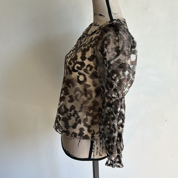 Eva Franco Metallica Bronze Sheer Layered Blouse Size XXSP - Picture 9 of 16